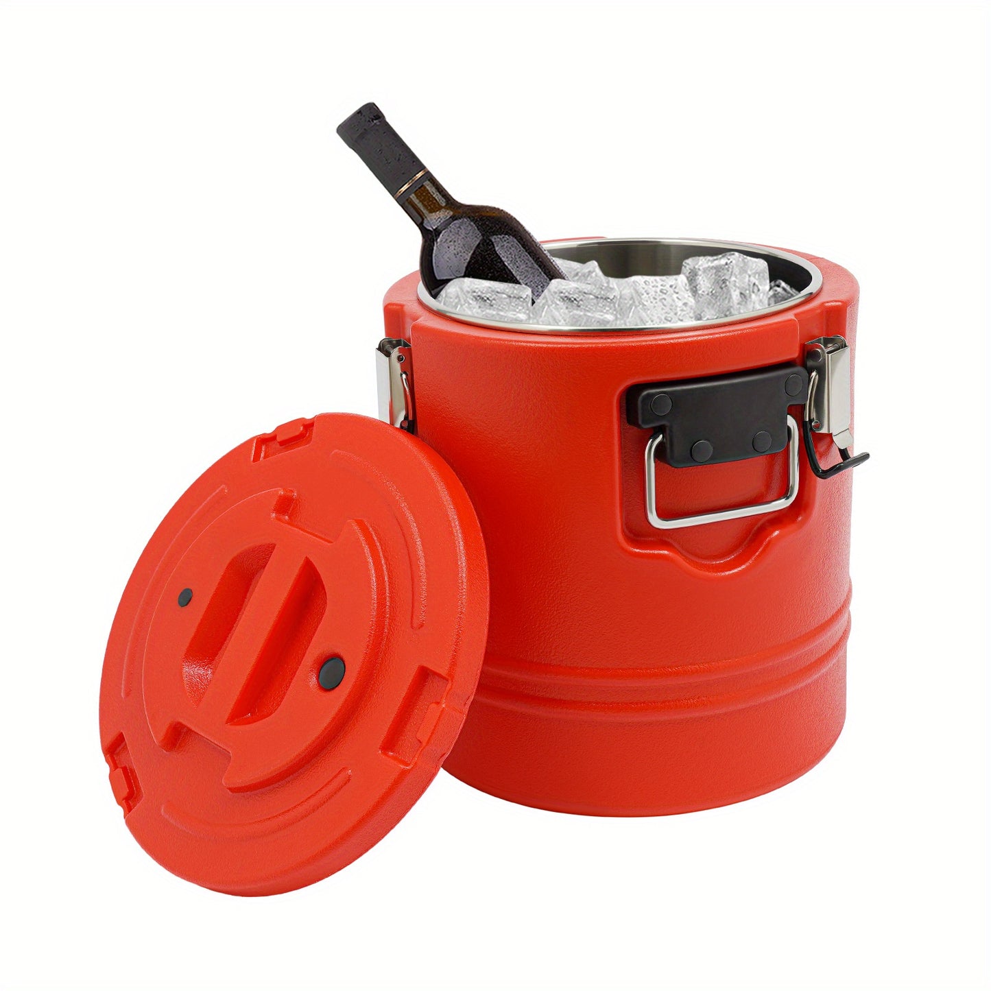 1*Insulated Soup Pan Carrier Portable Commercial Hot -Cold Hot Box Food Warmer Large Insulation Barrel Cooler Carrier 3.96gal Stainless Steel Lining with Dust Cover